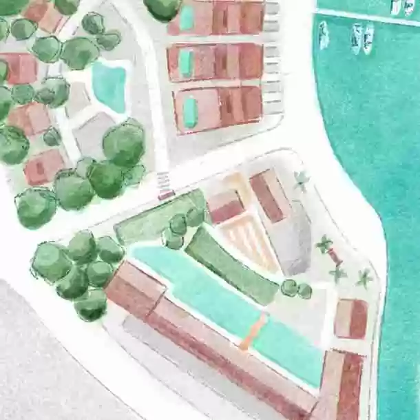 Ilustración a medida de mapa para Lago Resort Menorca