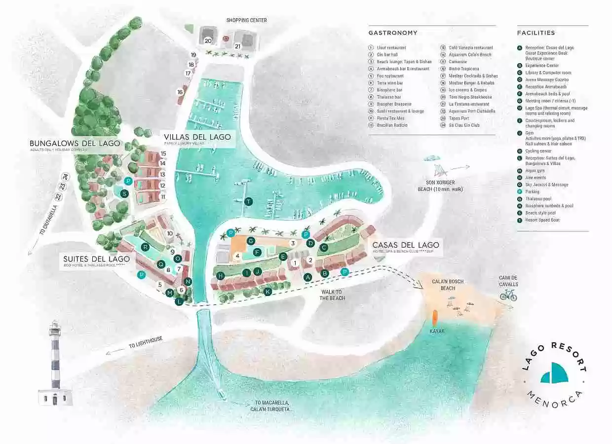 Ilustración a medida de mapa para Lago Resort Menorca