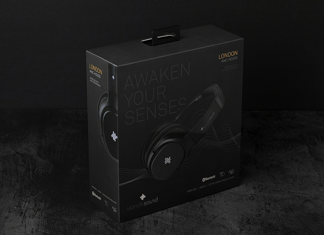 vista de packaging caja diseño oscuro