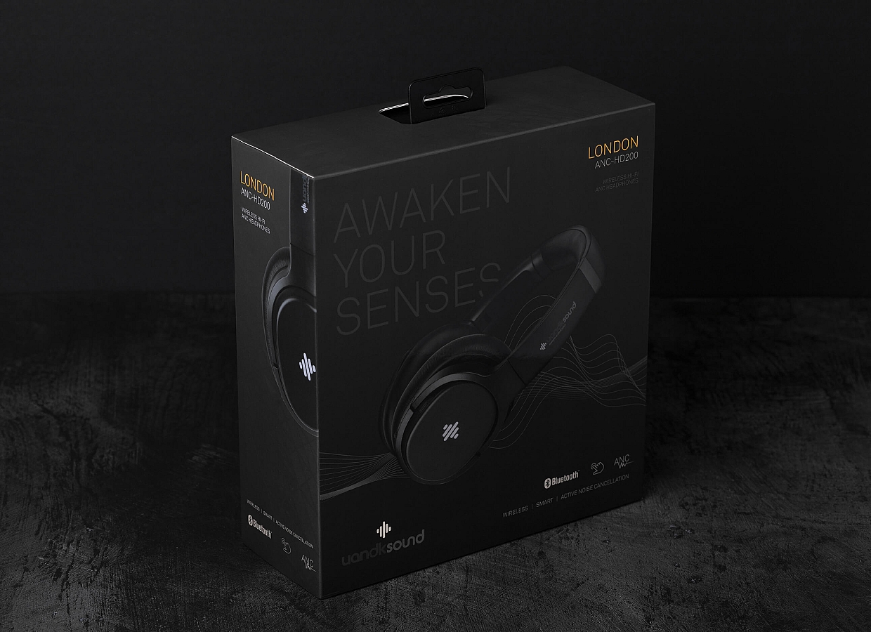 vista de packaging caja diseño oscuro